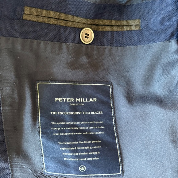 Peter Millar Excursionist Flex Blazer – Size 44R – Navy Wool-Silk Blend - Picture 6 of 9